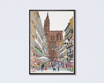 Affiche T'es où Hans ?         La Cathédrale, jeu ludique, Alsace, Strasbourg.