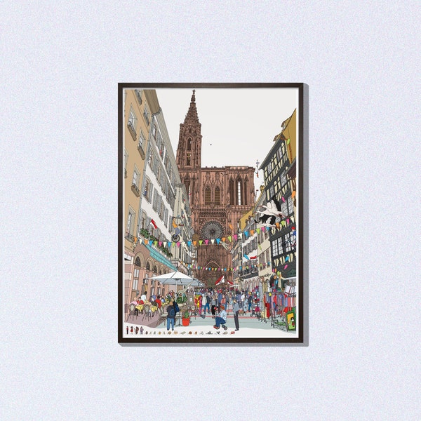 Affiche T'es où Hans ?         La Cathédrale, jeu ludique, Alsace, Strasbourg.