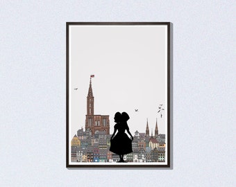 Poster: The Alsatian Woman Standing #decoration #alsatian #Alsace #Strasbourg #cathedral