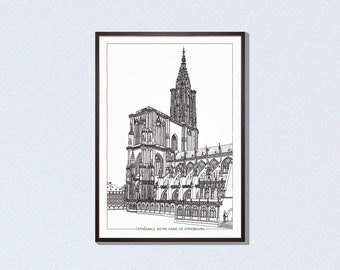 Affiche Cathédrale Notre Dame# Strasbourg # décoration # Alsace # souvenir d'Alsace