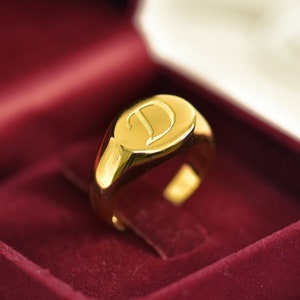 18k gold filled ring, Signet Initial Ring, Personalized Signet Ring , Silver Signet Ring , Men Women Signet Ring Statement Ring SR24