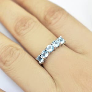 Gemstone Eternity band ring in sterling silver, available in amethyst,blue topaz,white topaz,garnet and black onyx,engagement ring,Stackable