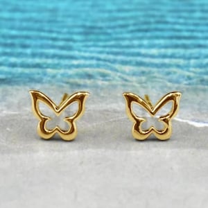 Gold Butterfly stud earrings/18K gold Filled/ tiny butterfly studs/Dainty Minimalist everyday wear stud earrings/ Bridesmaid stud earring