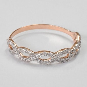 Diamond Infinity Ring / Twisted Band Ring / Diamond Wedding Ring / Pave Diamond Ring / Diamond 18k Gold Filled / Valentine Jewelry