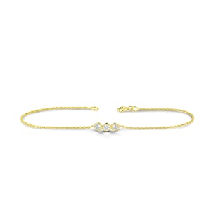 3 diamond bracelet in Gold / Trio diamond bracelet / Minimalist Gold bracelet / Genuine natural diamond bracelet / Bezel set bracelet