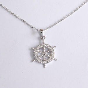 18K 14K 10K Solid Gold Ship Wheel Necklace / Cruse ship Charm Pendant / Ship Helm wheel Charm Pendant / Nautical Sailor Marine Ocean Jewelry