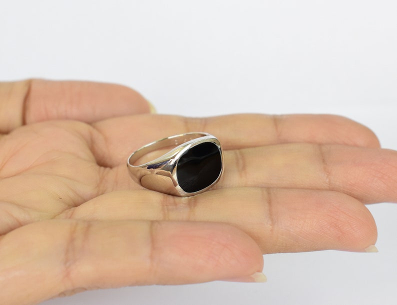 Black Onyx Signet Ring Sterling Silver Signet Ring Men's | Etsy