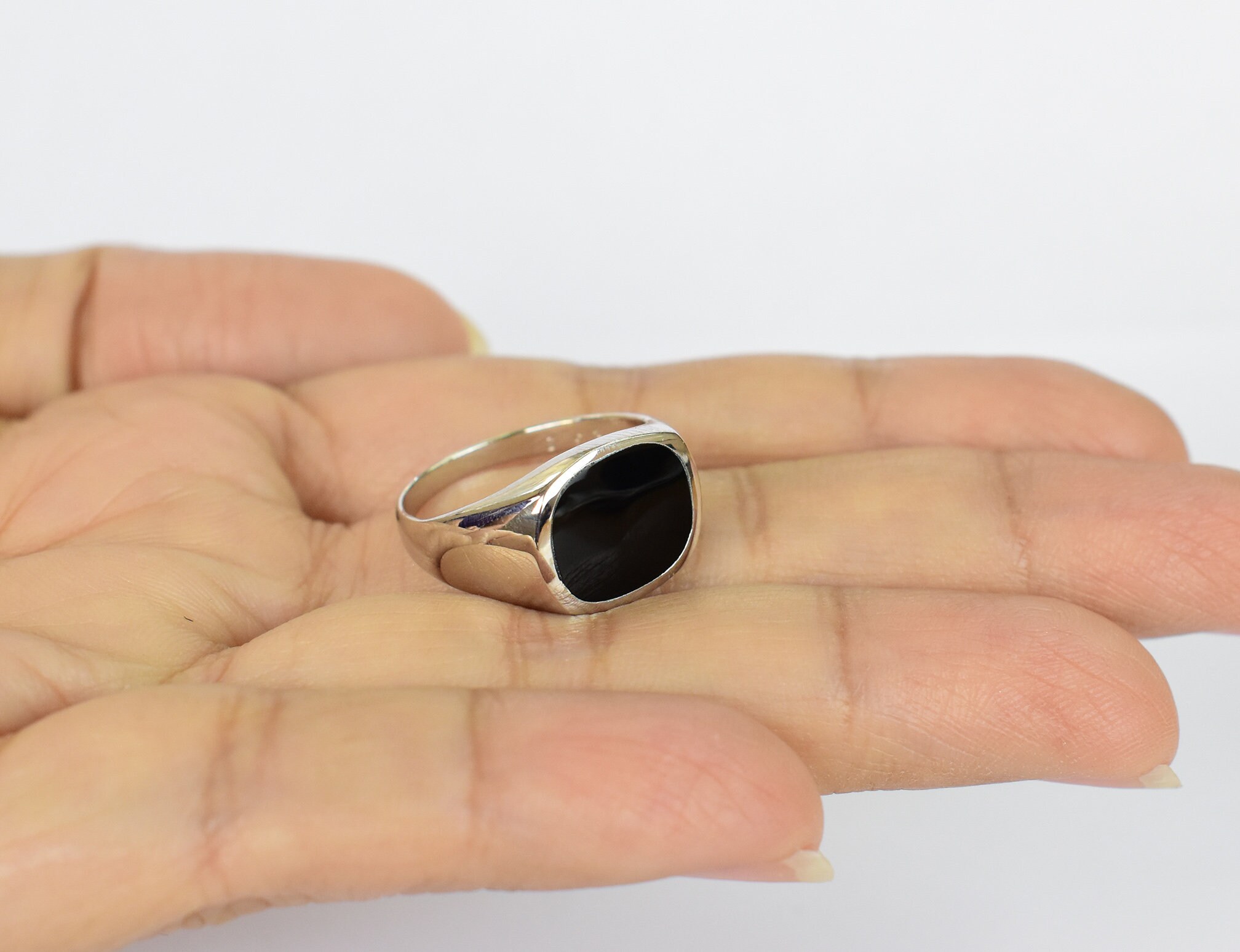 Black Onyx Ring Sterling Silver Ring Men's Etsy