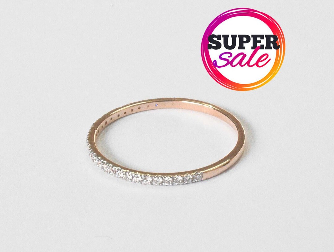 Dainty Diamond Half Eternity Ring: 18K Gold Wedding Band - Etsy