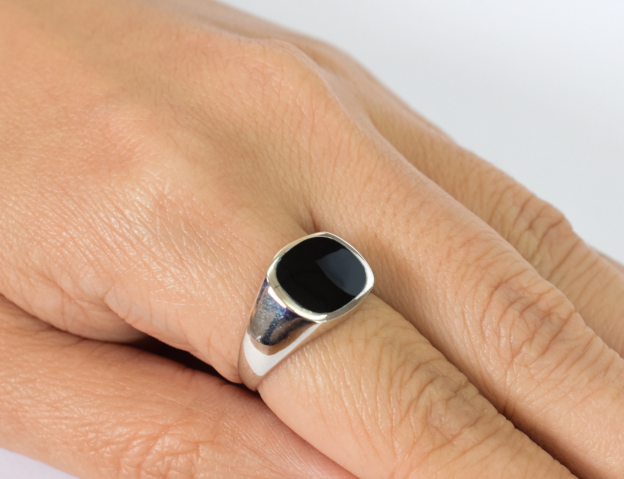 Black Onyx Ring Sterling Silver Ring Men