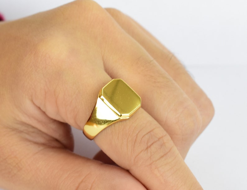 18k Gold Filled Ring Flat Top Ring Plain Gold Ring Etsy