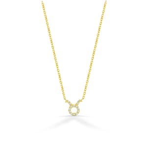Diamond Taurus zodiac necklace / Gold Zodiac Charm / Birth Sign Necklace / Gift for Taurus / Zodiac Jewelry / Star Sign Diamond Pendant