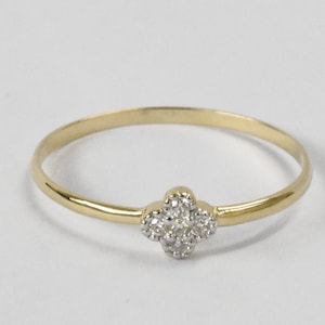 Diamond Clover Ring / 18k Gold Filled Clover Ring / Dainty Minimalist Diamond Ring / Stackable Ring / Anniversary Wedding Ring / OJGD35/04