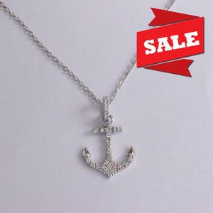 Naszyjnik z kotwicą diamentową / 18K 14K 10K solidna złota kotwica / naszyjnik marynarski / naszyjnik z kotwicą Cross Protect / naszyjnik z morskim życiem morskim