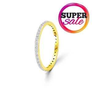 Dainty 0.34ct Diamond Eternity Band: Micro Pave 18K Gold Anniversary Ring