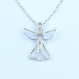 Diamond Angel Wing Necklace in 18K 14K 10K Solid Gold / Guardian Angel Necklace / Luxury Gift / Angel Charm Necklace / Valentine Jewelry