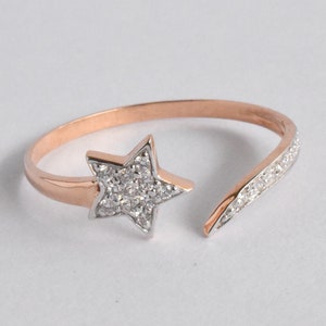 Open Diamond Star Ring / 18k Solid Gold Filled Ring / Open Ring Band / Shooting Star Ring / Wedding Ring Promise Ring