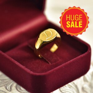 Personalized 18k Gold Filled Signet Ring: Initial Statement Ring
