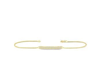 Diamant gebogenes Stabarmband / 10K 14K 18K Gold / Massivgoldstabarmband / Echtes Diamantarmband / Zierliches Diamantarmband / Diamantarmband