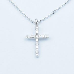 Kreuz Halskette aus 10K 14K 18K Massivgold / Diamant Kreuz Charm Anhänger / Christus Kreuz Anhänger / Religiöse Jesus Halskette / Cross Necklace