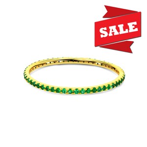 Natural Emerald Full Eternity Band: Solid Gold Stacking Ring