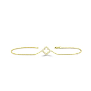 Mini Diamond Clover Bracelet / 18K 14K 10K Gold Lucky Clover / Charm Bracelet With Diamonds / Natural Diamonds / Valentine gift for her