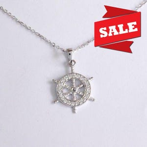 18K 14K 10K Solid Gold Ship Wheel Necklace / Cruse ship Charm Pendant / Ship Helm wheel Charm Pendant / Nautical Sailor Marine Ocean Jewelry