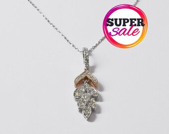 Diamond Leaf Necklace: 0.50 ct Gold Bridal Jewelry
