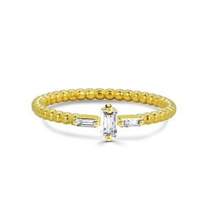 Baguette Diamond Ring in 18K Solid Gold / Baguette Diamond Engagement Ring / Solid Gold Ring / Stackable Ring / Three Baguette Ring