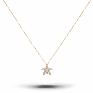 Collier tortue en or massif 18 carats 14 carats 10 carats / cadeau pendentif diamant tortue vie marine / pendentif breloque tortue / bijoux nautiques plage croisière mer