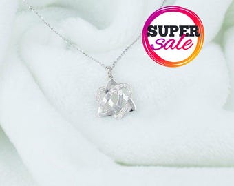 Diamond Celtic Knot Necklace: 18K Gold Irish Jewelry