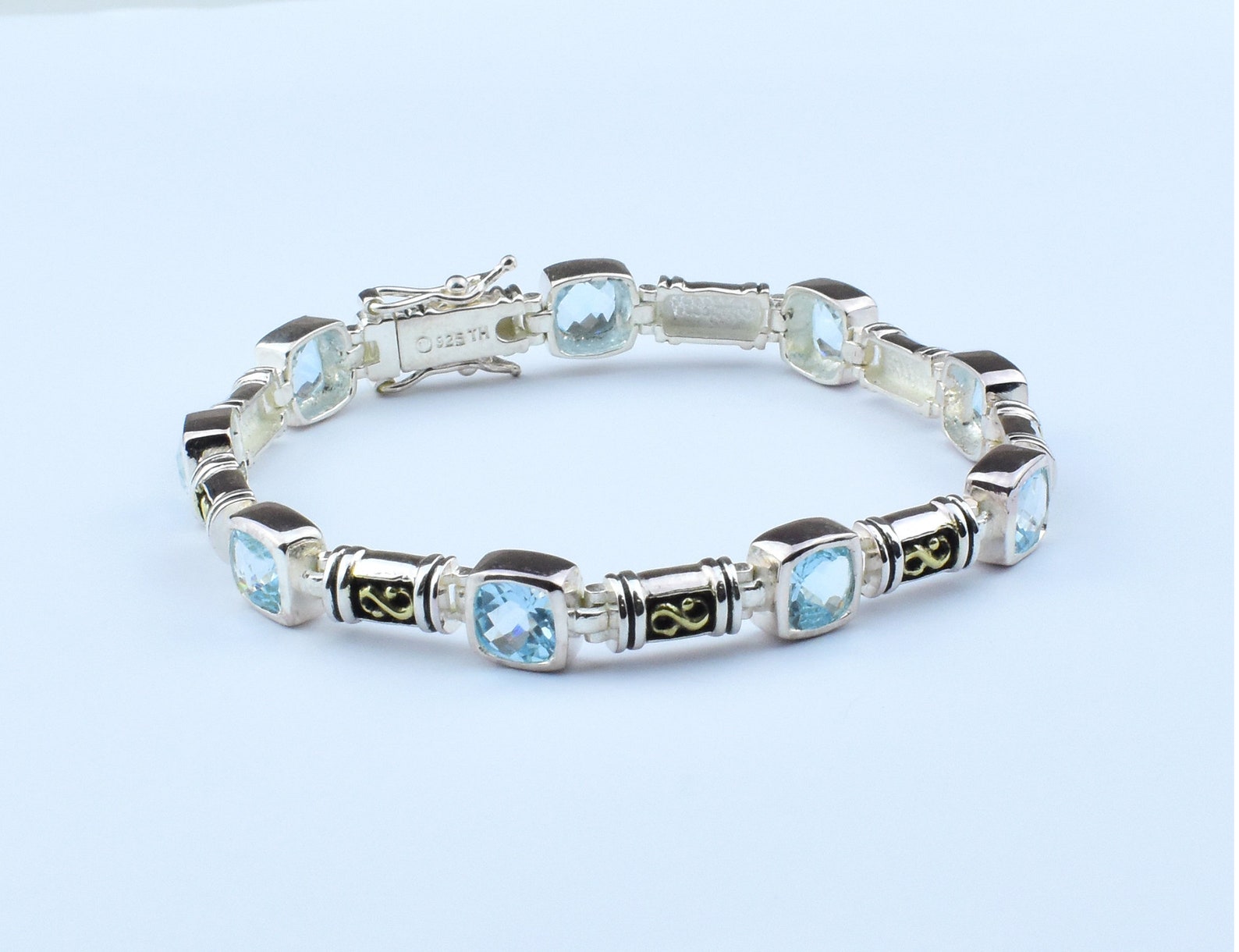 Blue Topaz Bracelet 925 Sterling Silver Bracelet Gem Stone - Etsy