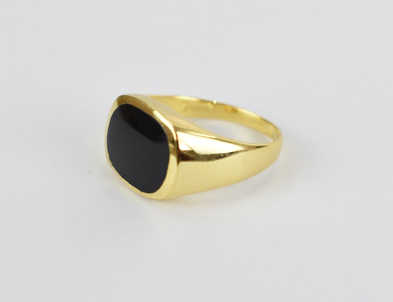18k Gold Filled Ring Black Onyx Ring Men's Etsy
