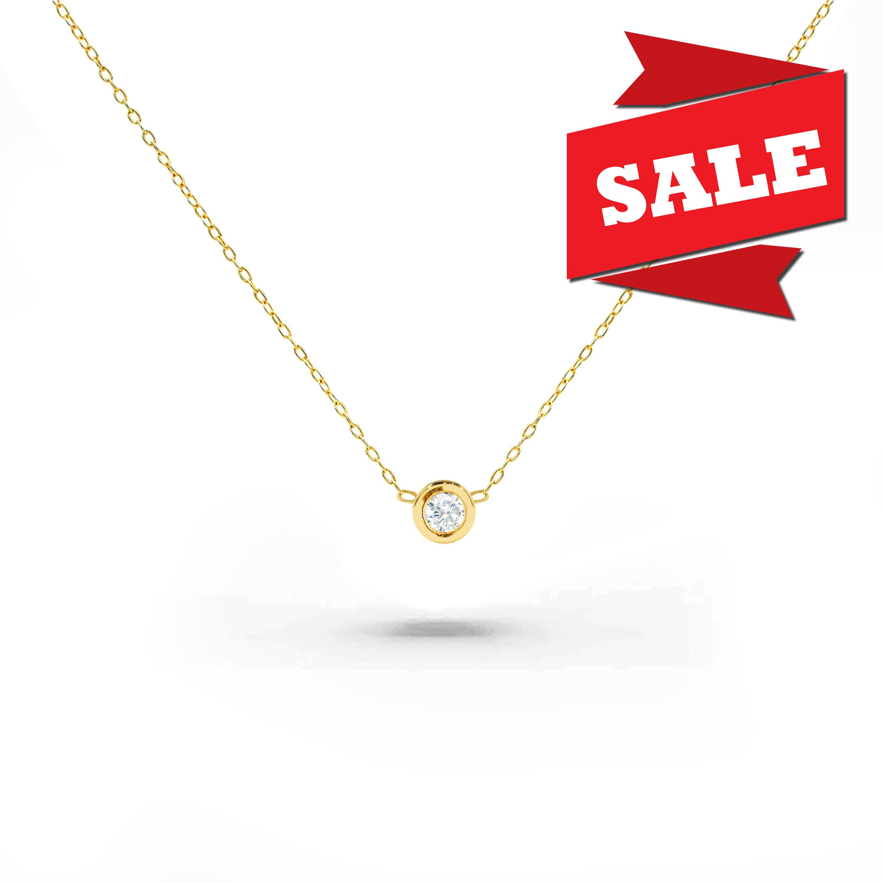 0.12カラットダイヤモンドベゼルネックレス：ソリッドゴールドソリティアペンダント - Etsy 日本