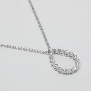 Pear Shape Diamond Necklace / 18K 14K 10K Gold Necklace / Minimalist Diamond Necklace / Round Diamond / Teardrop Pendant Necklace / OJDP676