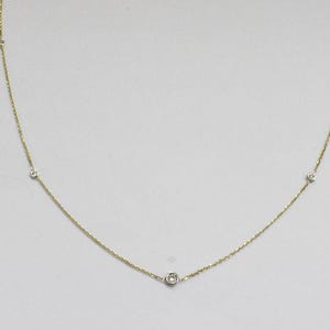 Diamond Solitaire Necklace / Diamond Station Necklace / 5 Diamond Station / Layering Necklace 18K 14K 10K Gold / Free Shipping / OJGD43/11