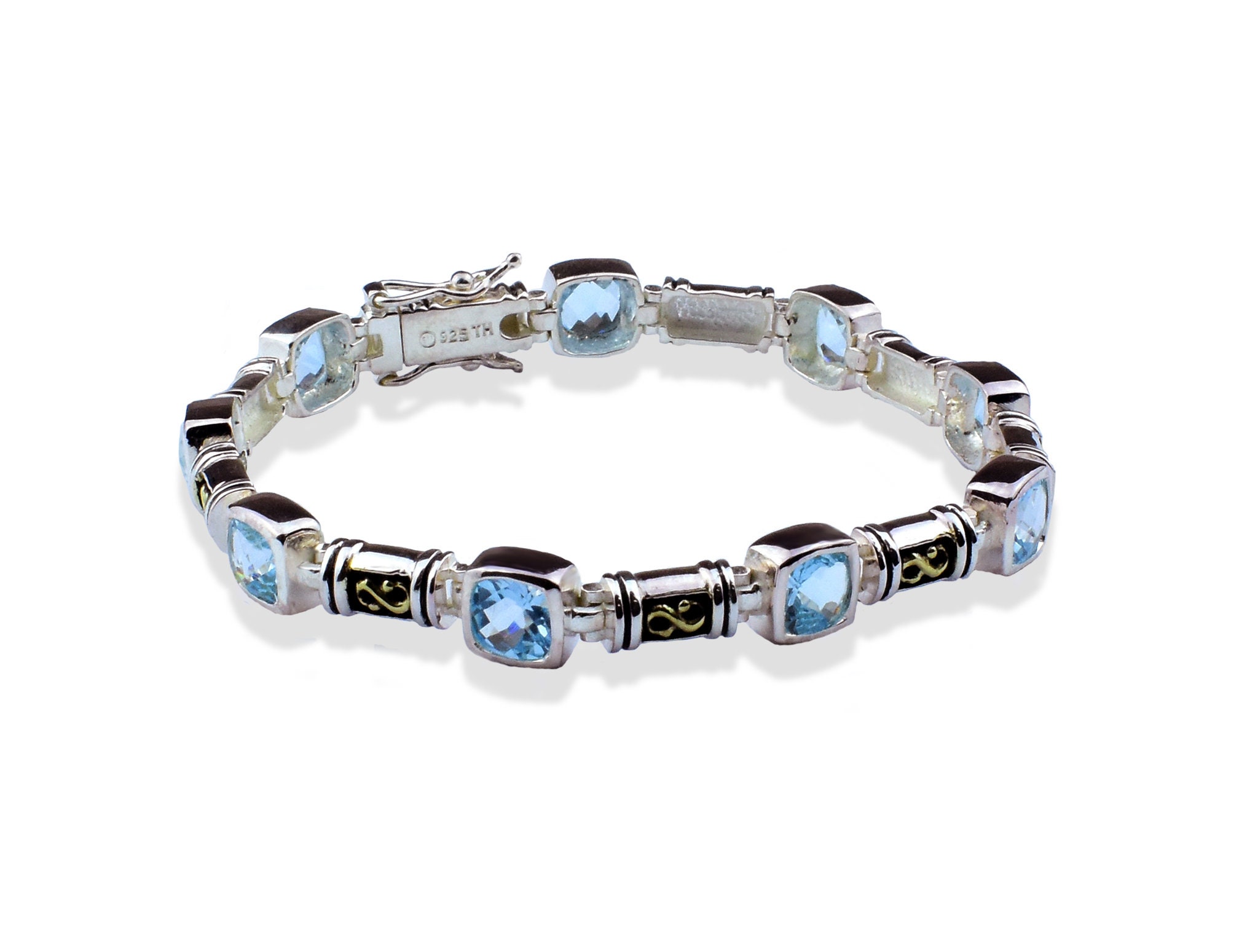 Blue Topaz Bracelet 925 Sterling Silver Bracelet gem stone | Etsy