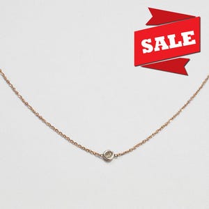 ダイヤモンドステーションネックレス / 3ダイヤモンドステーションネックレス / 18K 14K 10Kゴールド / ベゼルセッティングラウンドダイヤモンド / レイヤードネックレス