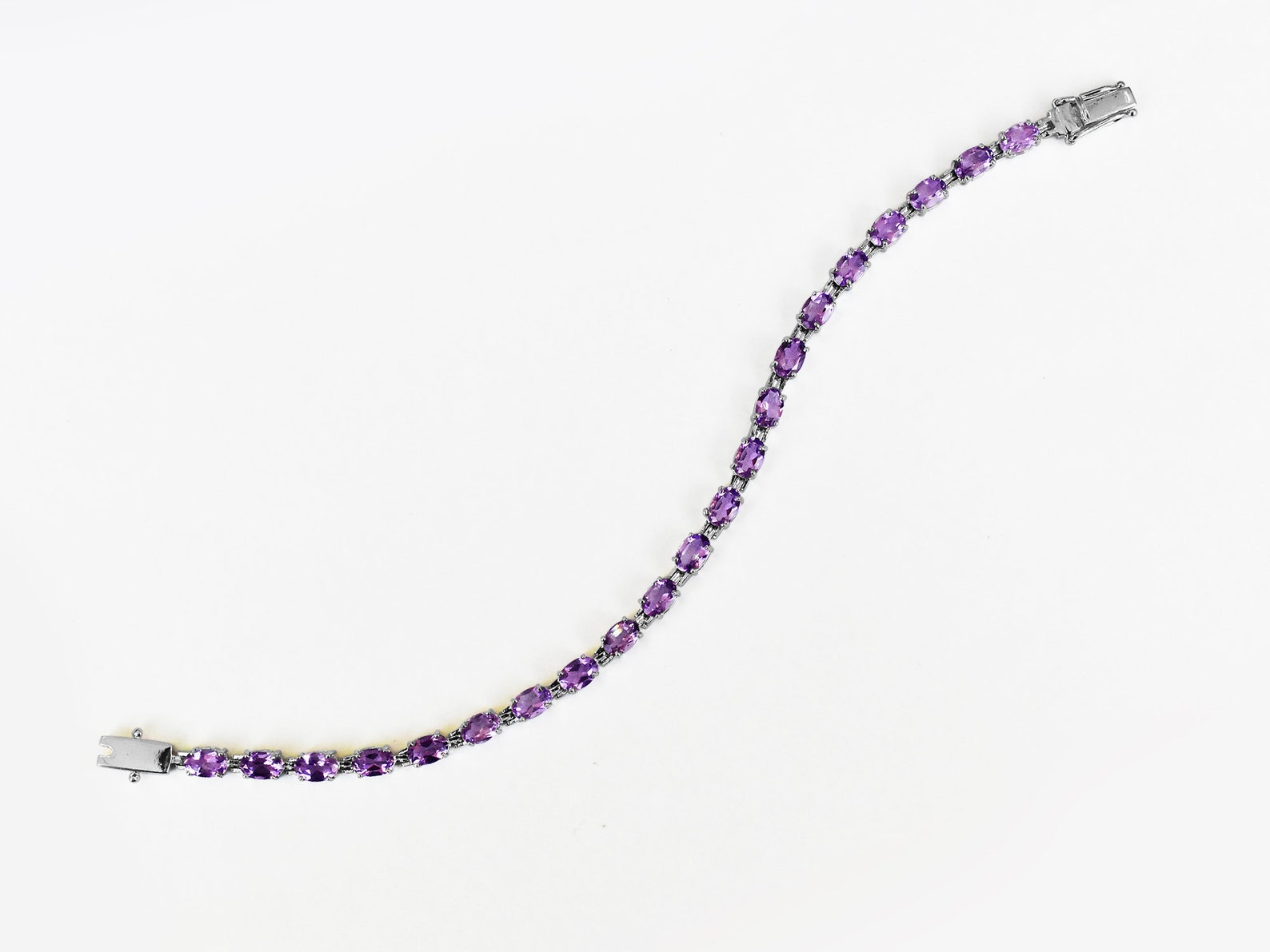 Natural Amethyst Tennis Bracelet 925 Silver Bracelet Etsy