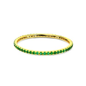 Natural Emerald Full Eternity Band: Solid Gold Stacking Ring
