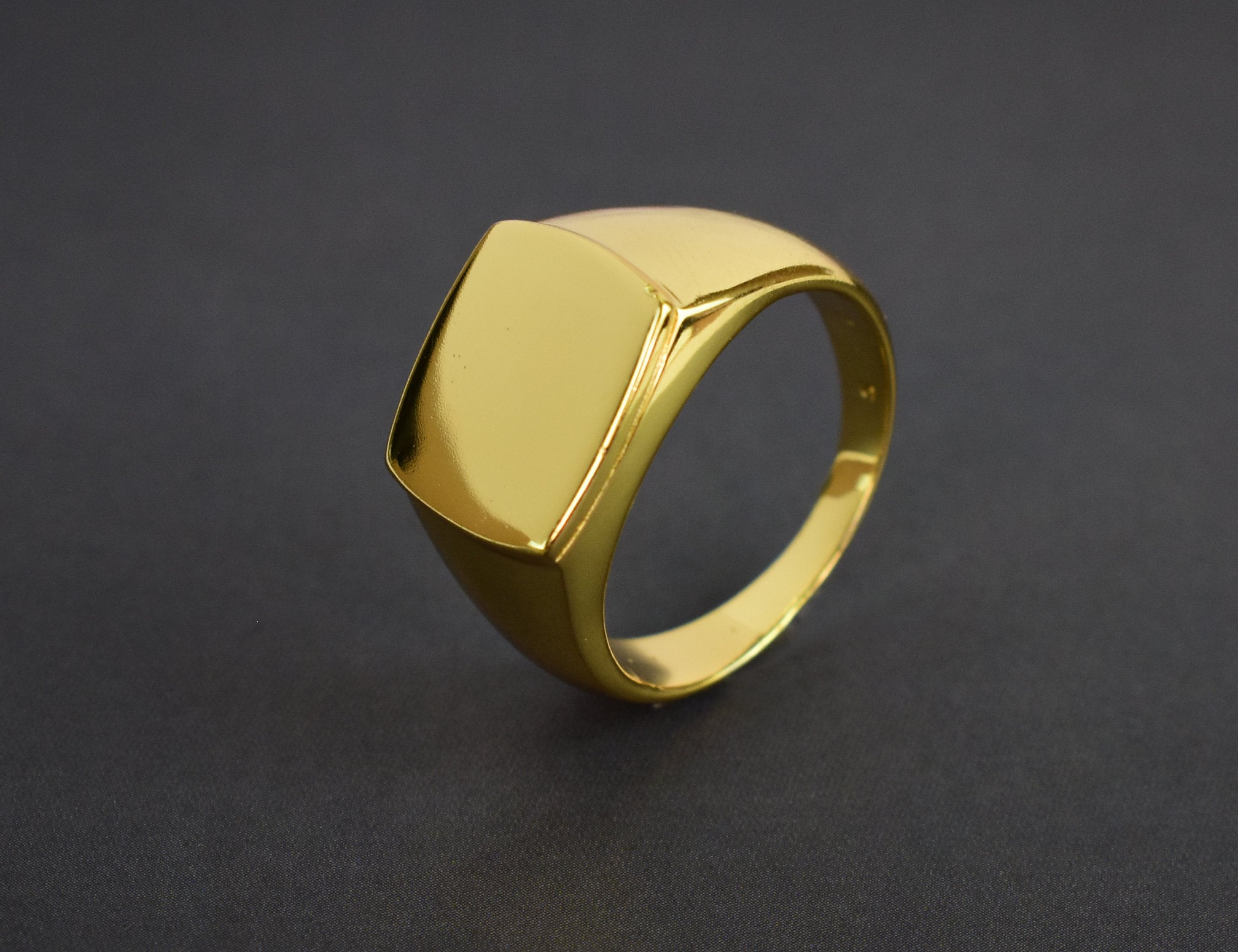 SIGNET RING SILVER×18K GOLD (LARGE SIZE) Mens Signet Ring - St George Sovereign Ring - Silver Signet