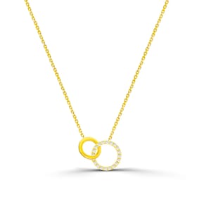 Zierliche ineinandergreifende zwei Kreis Diamant Halskette / Eternity Kreis Halskette / Diamant Halskette / Gold Diamant Halskette / Zierliche Halskette