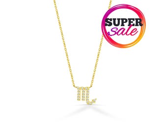 Collar con colgante del signo zodiacal Escorpio con diamantes: colgante de oro de 14k con el signo zodiacal.