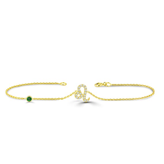 Leo Sternzeichen Diamant Armband mit Birthstone Charm