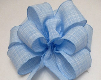 9" Light Blue Textured Spring Bow