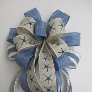 Petite 8&quot; OR 9.5&quot; Starfish Bow with Striped Burlap Backing