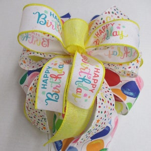 Happy Birthday Bow - 8.5" Partially Petite Bow
