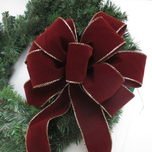 Burgundy Velvet Bows 9 to 10&quot; Indoor/Outdoor