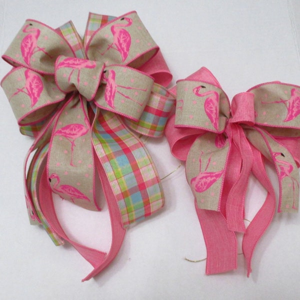 Flamingo Wreath Bows - 8" or 10" Pink Bows