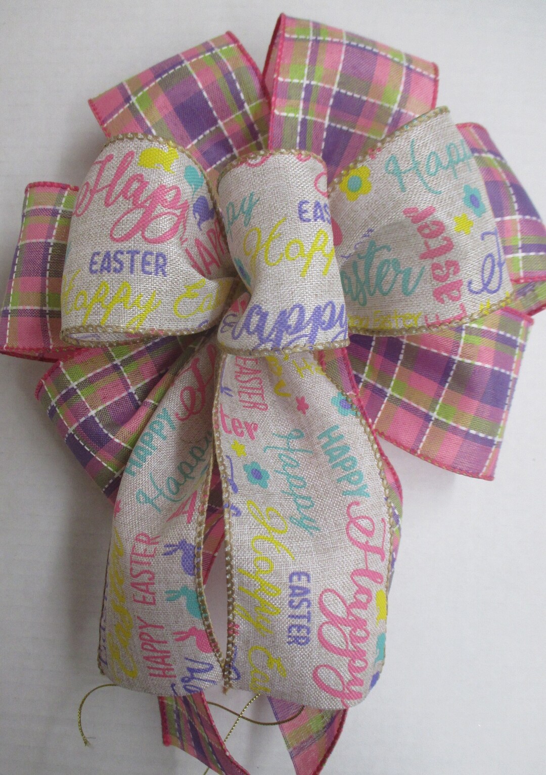 8 happy Easter Basket Bow Plaid Small Easter Bow - Etsy